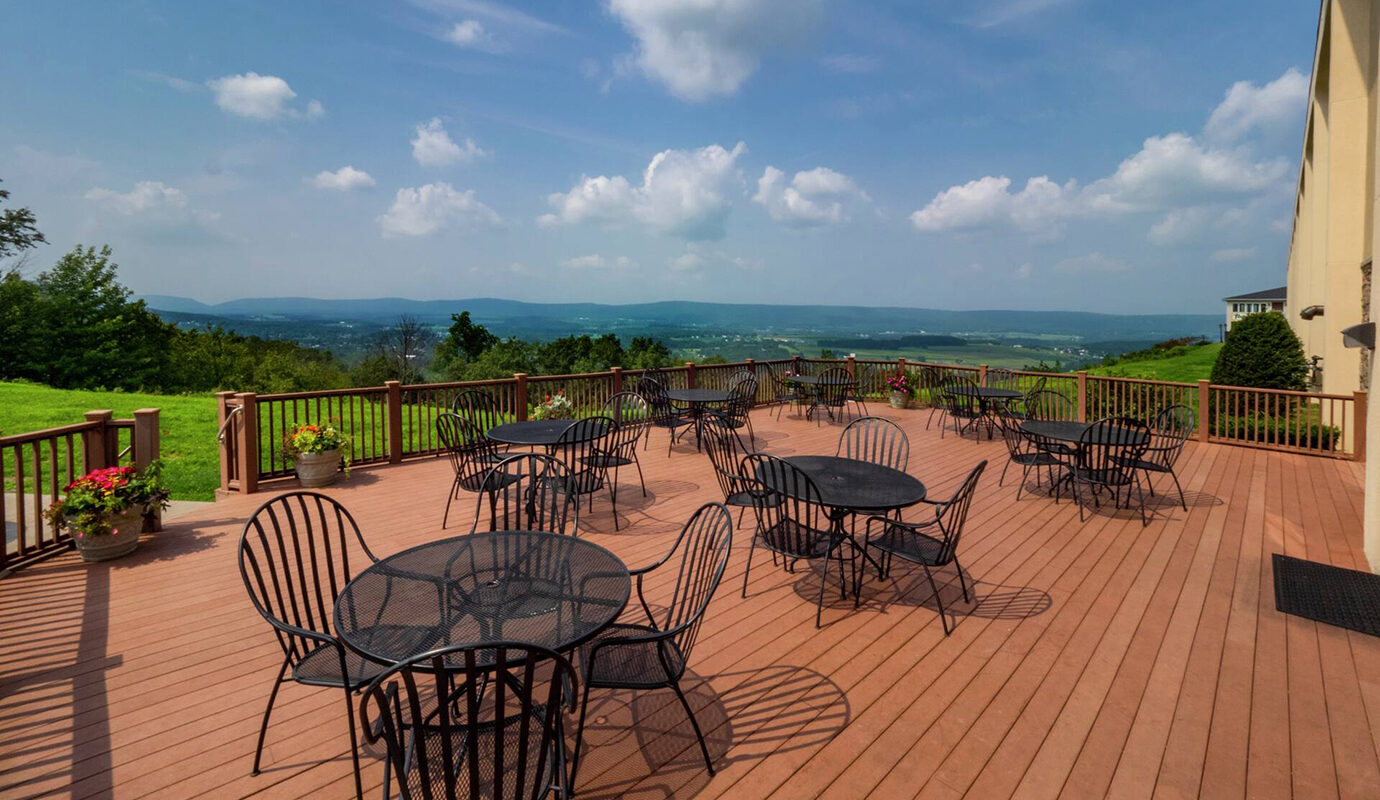 Outdoor patio with seating