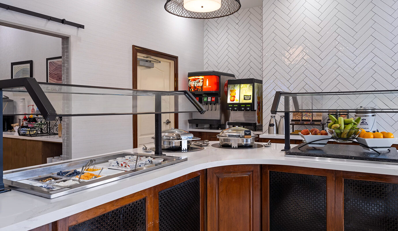 Complimentary breakfast buffet station island