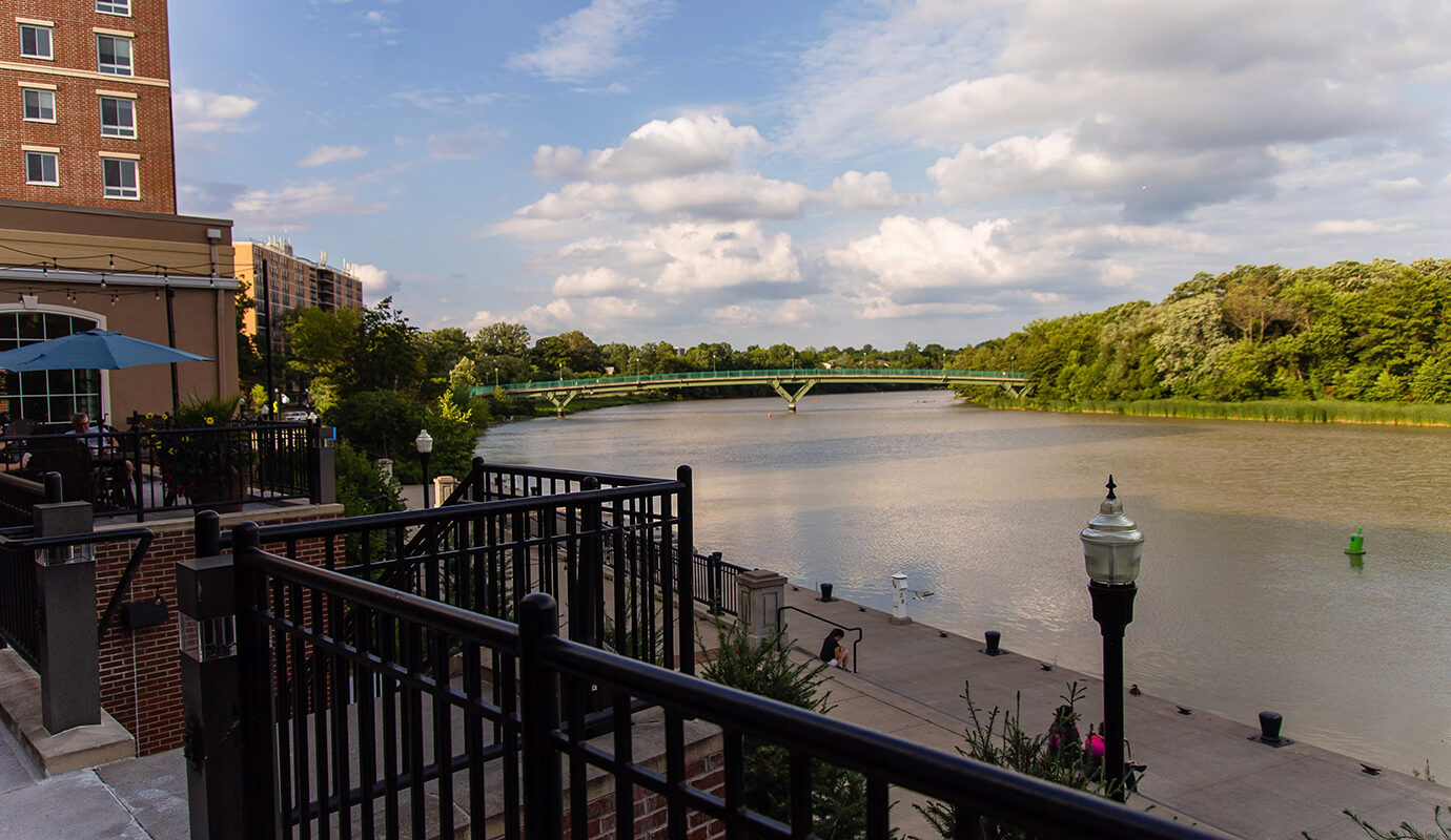 view of the Genesee River from outdoor patio