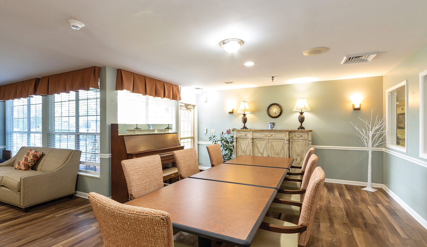 Dining area with large table