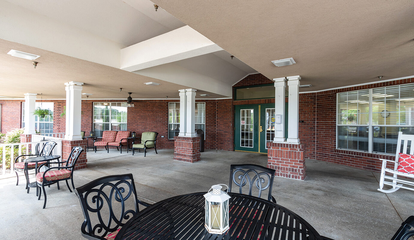 Outdoor patio with seating